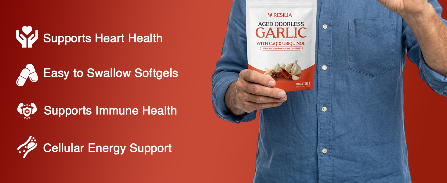 Resilia Odorless Aged Garlic Extract Softgels (60 Count)