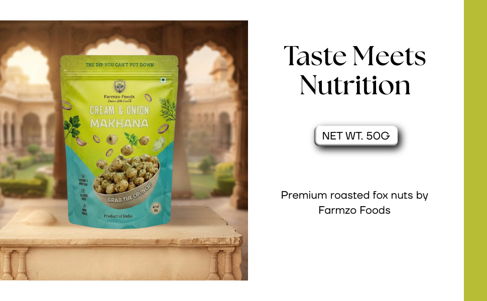 Farmzo Foods Cream & Onion Makhana | Crispy Roasted Fox Nuts | 50G
