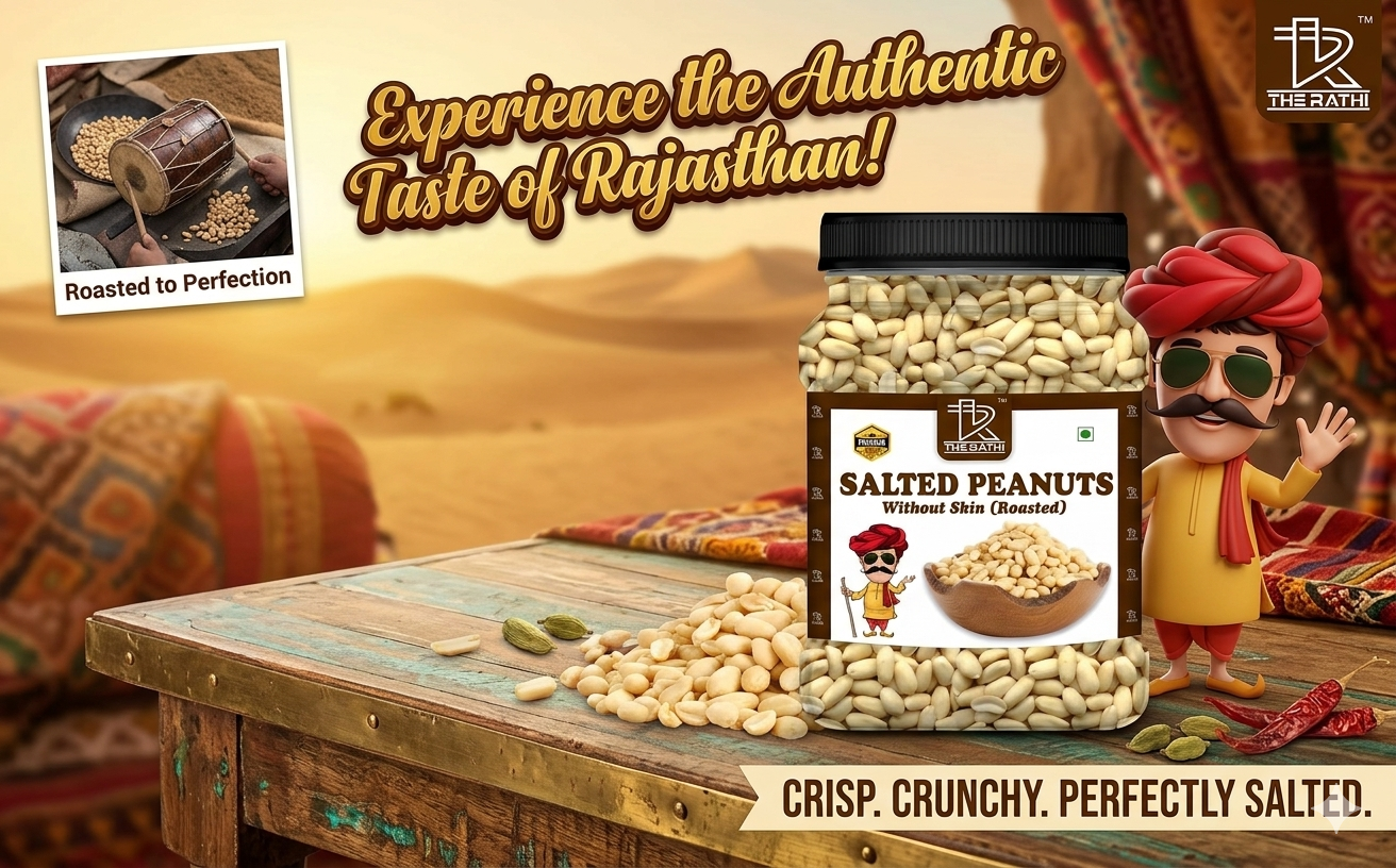 THE RATHI Salted Peanuts Without Skin Roasted | Crunchy and Fresh | Healthy Snack for All Ages (250gm)