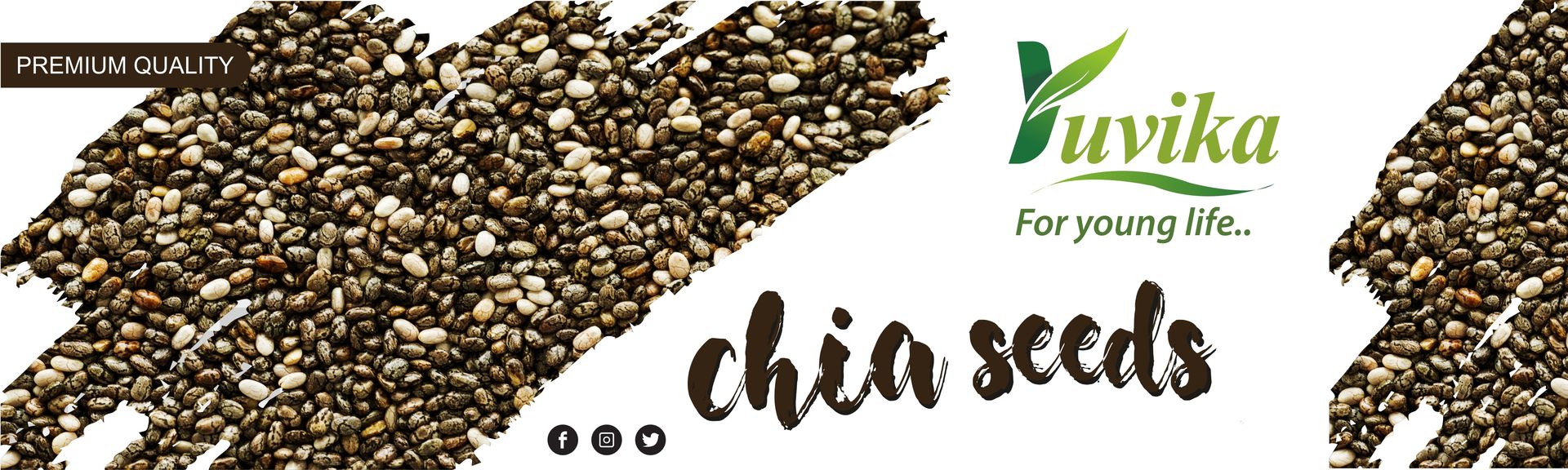YUVIKA Chia Seeds - Salvia Hispanica, Omega-3 Seeds, Gluten Free, Source of Dietary Fibre, Calcium, Protein, Iron & Magnesium, 100 Grams