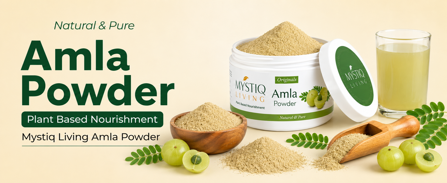 Mystiq Living Amla Powder, Edible Indian Gooseberry for Eating & Drinking