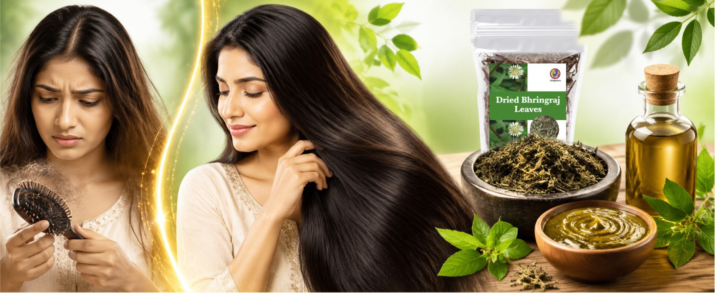 Bhringraj Brahmi Dry Leaves Raw Leaf Bhrangraj Brami Bhangra Bhringraj For Hair Regrowth Scalp Treatment Dry Frizzy Curly Straight Wavy Hair Type (Combo of 2,Pack of 50 Grams)