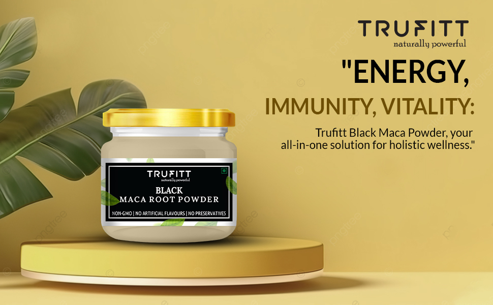 Trufitt Peruvian Black Maca Root Powder | Boosts Energy and Immunity | Relieves Stress | Great for Men and Woman - (100GM)