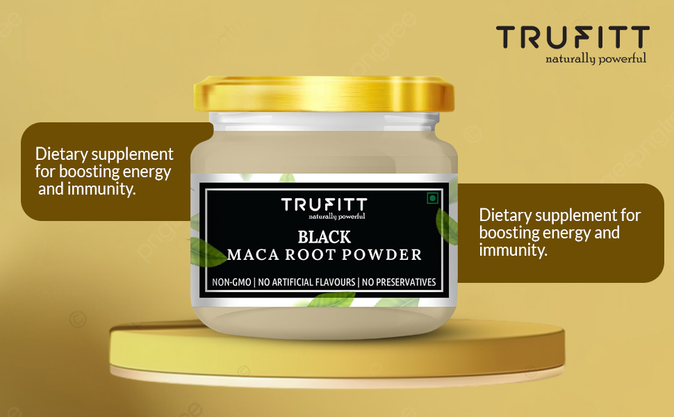 Trufitt Peruvian Black Maca Root Powder | Boosts Energy and Immunity | Relieves Stress | Great for Men and Woman - (100GM)