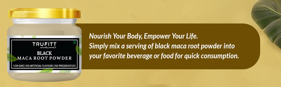 Trufitt Peruvian Black Maca Root Powder | Boosts Energy and Immunity | Relieves Stress | Great for Men and Woman - (100GM)