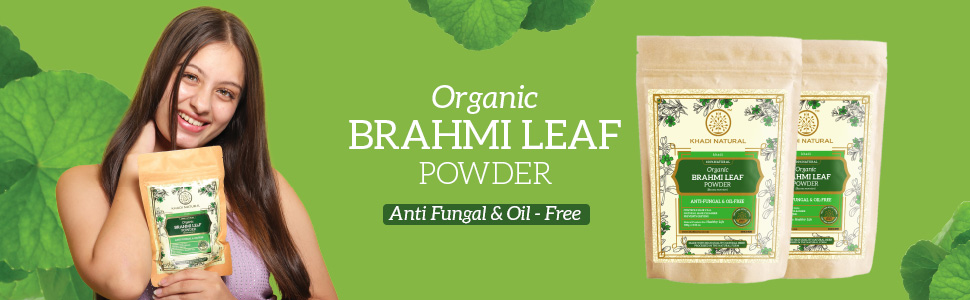 Khadi Natural Brahmi Leaf Organic Powder | Herbal Powder for Hair & Scalp Care | Helps Improve Hairs Strength, Texture & Natural Shine | Gentle Herbal Hair Care Formula | Suitable for Men & Women | All Hair Types | 100g