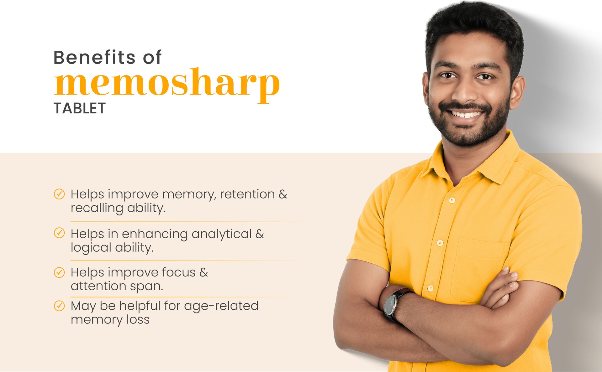 Vedistry Memosharp Capsules with Brahmi, Mandukparni, Yashtimadhu, Amalaki & Haridra for Memory Wellness | Ayurvedic Brain Booster Supplement for Memory, Clarity, Reduces Stress & Anxiety | Support for Cognitive Health, Concentration, Focus Mood & Learning Activities – 60 Capsules (Pack of 1)