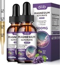 (2 Pack) Magnesium Glycinate Liquid Drops 500mg, with Vitamin B6, Ashwagandha, L - Theanine, Chamomile, Magnesium Glycinate Supplement High Absorption for Sleep, Stress, Energy Mood - Grape Flavor 2