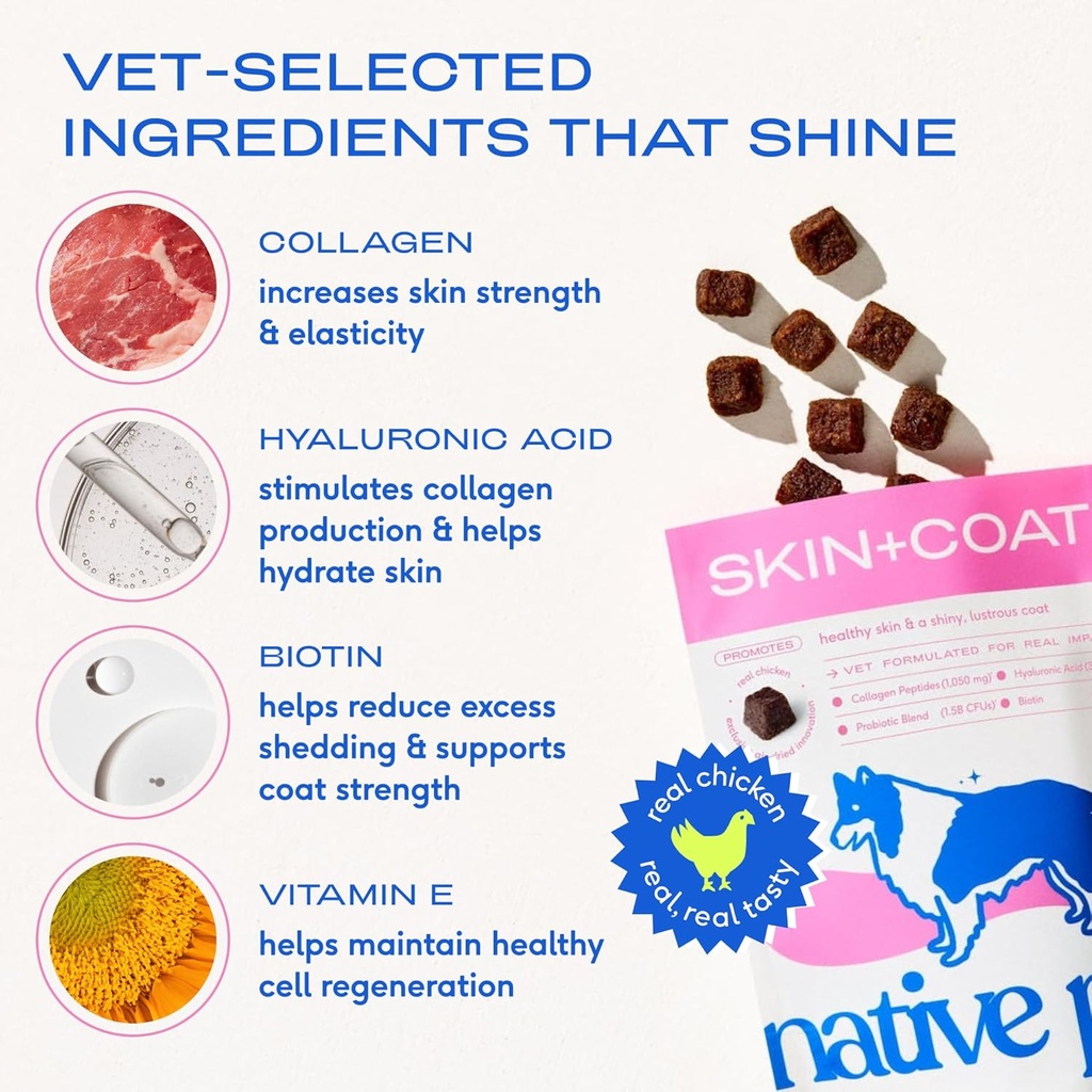 Native Pet Omega Skin and Coat Chews for Dogs - Dog Skin and Coat Supplement for Healthy, Shiny Fur, Reduce Shedding and Dry Spots - Made with Omega 3 Fish Oil and Wild-Caught Salmon Oil - 60 Chews 5
