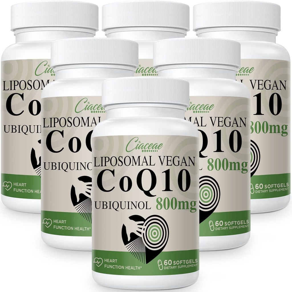 Liposomal CoQ10 800mg Ubiquinol Softgel, Max Absorption Ubiquinol Coenzyme Q10, Ubiquinol CoQ10 Supplement for Antioxidant, Heart Function & Energy Production, Pure CoQ10 800mg, 360 Vegan Softgels 2