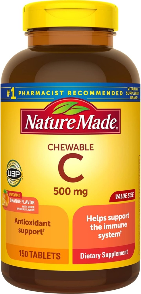 Nature Made Chewable Vitamin C 500 mg Tablets, 150 Count Value Size to Help Support the Immune System (Pack of 3) 2