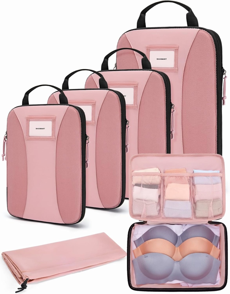 BAGSMART Pakowanie kostki, 6 PCS Pakowanie kosze na walizki, Travel Bags Organizator bagażu, Lekkie Pakowanie Kostka dla podróży Essentials
