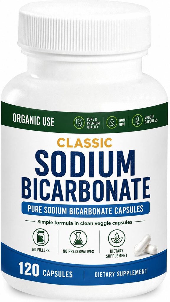 Classic Sodu dwuwęglan 650mg Naturalne organiczne stosowanie Sodu dwuwęglan Proszek Pigułki Sodu Dwuwęglan Tabletki (kapsle) Kwas żołądkowy Alkaliczność 120kapsle