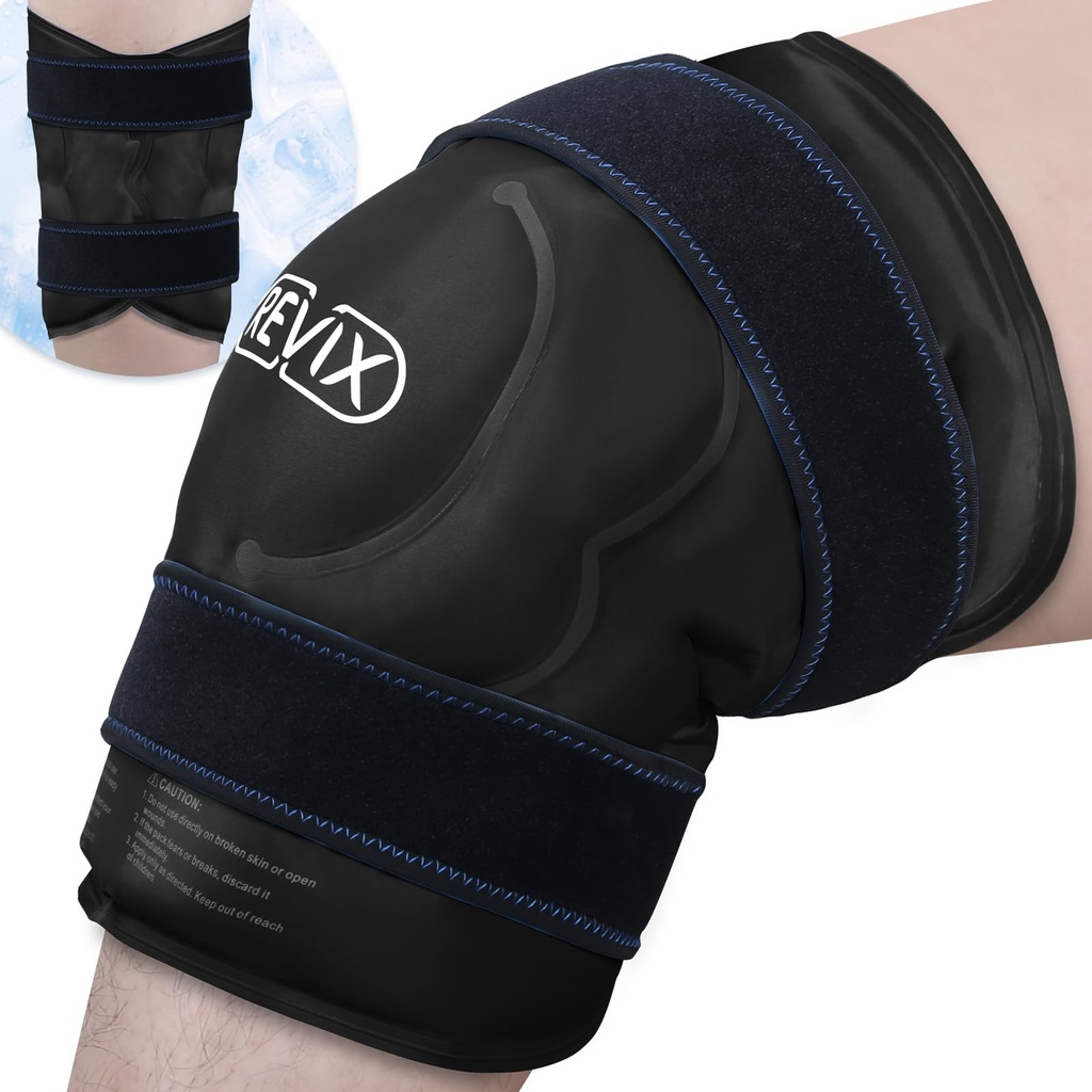 REVIX 20 "XXXL wielokrotnego użytku Ice Knee Wrap dla redukcji dyskomfortu, Bardzo duża terapia zimny żel Pack dla kolana, Back, Ramię Relaxation i Post- Workout Recovery, Miękki pluszowy Lining Cold Pack
