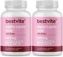 Alpha Lipoic Acid 600mg (na kapsułkę) z biotyną do zwiększenia wchłaniania (240 Kapsułki wegetariańskie) (2 x 120) No Fillers - No Stearates - No Flow Agents