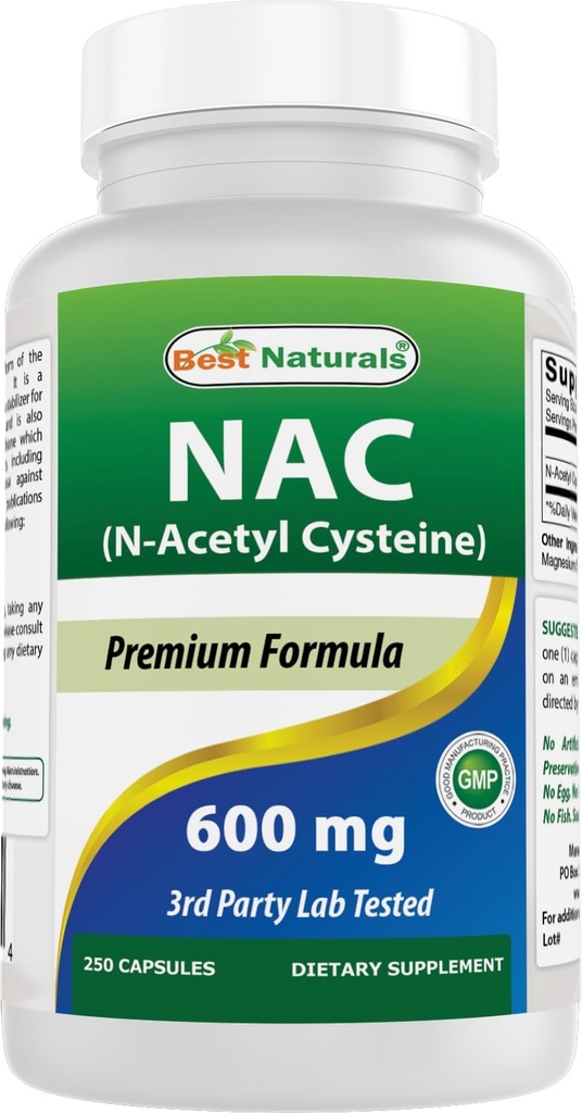 Najlepsze naturalne NAC - N Acetylo Cysteina 600 mg 250 Kapsułki - n Acetylo cysteina - Potężny przeciwutleniacz