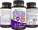BioFinest Probiotic 50 Miliard CFU Suplement enzymatyczny - 12 Probiotyki Szczepy z 3 Naturalne Prebiotyki - Gut Detox Gaz Bloating Zaparcia - Acidophilus dla mężczyzn Kobiety (60 Veg. czapki)