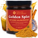 Golden Spice - Golden Milk w / Mushrooms, Heirloom Turmeric Latte Spice blender 124; Turkey Tail & Ashwagandha Adaptogens individual 124; Caffeine- Free Rooibos Matcha indisa124; No Milk, Sweeteners, or Fillers