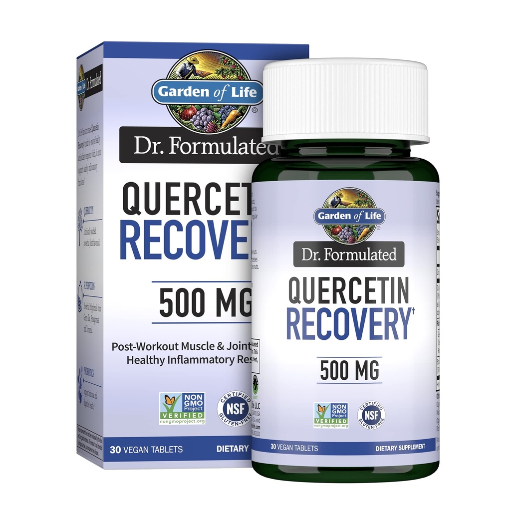 Ogród Życia Quercetin Post Workout Recovery z Cynk, Turmeric & Green Tea - Dr Formated - Zdrowa odpowiedź zapalna & Wspólne wsparcie - Gluten Free i nie GMO - 30 Tabletki