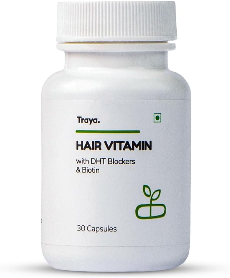 Sheltr Hair Vitamin Kapsułki, Natural DHT Blocker & Biotin Kapsułki do włosów Wzrost, Kontrola Spadek włosów, Zawiera 12 μg Biotin, Witamina, Żelazo, Omega 3 i Bhringraj (30 Multiwitamin na włosy)