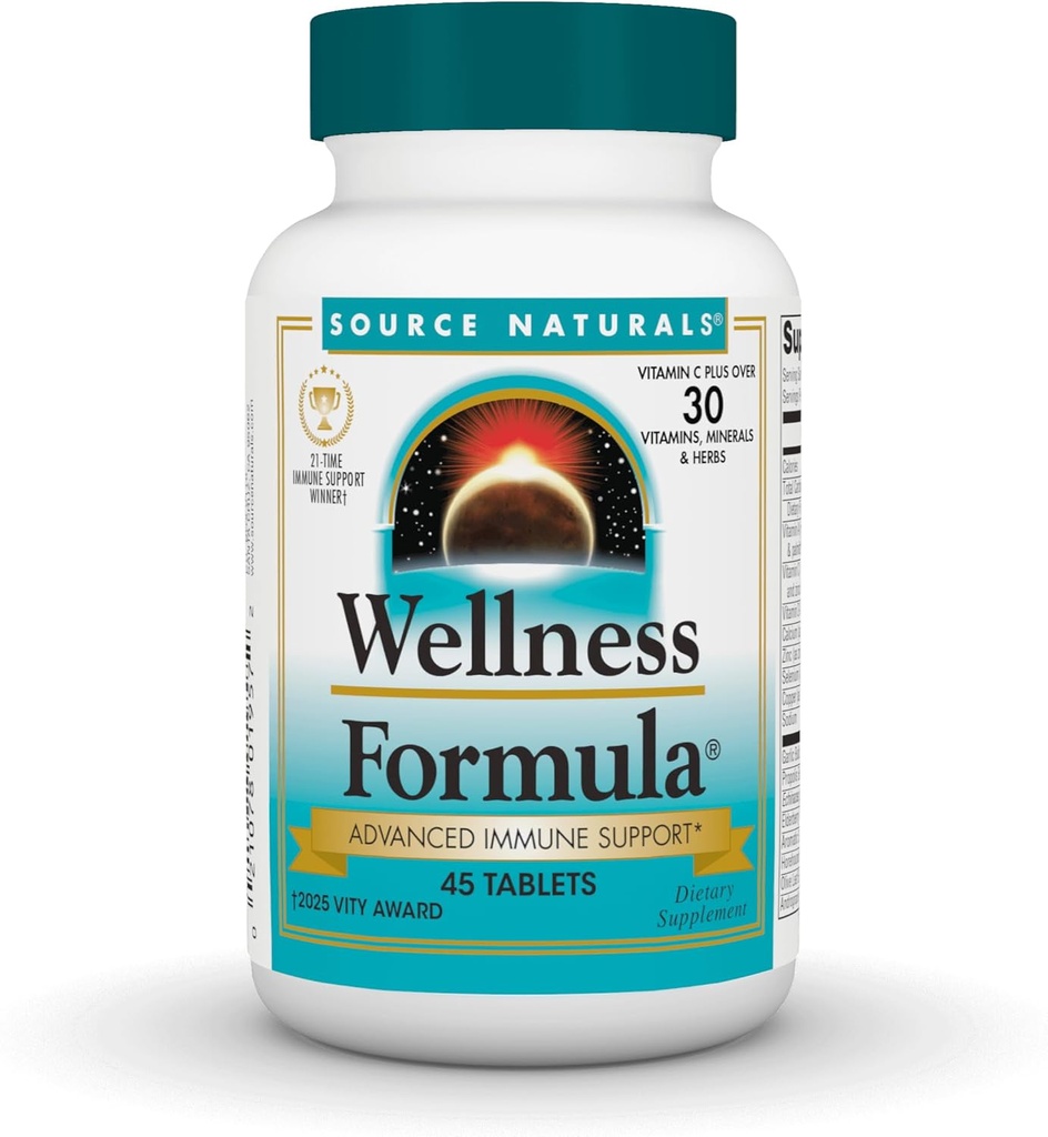 Źródło Naturals Wellness Formula Bio- Dopasowane witaminy - Immune System Supplement Supplement & Immunity Booster * - 45 Tabletki