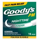 Goody 's Nighttime Powder, Pain Reliever & Sleep Aid with Acetaminofen & Difenhydramine Citrate, Kofeina Free, 16 Count