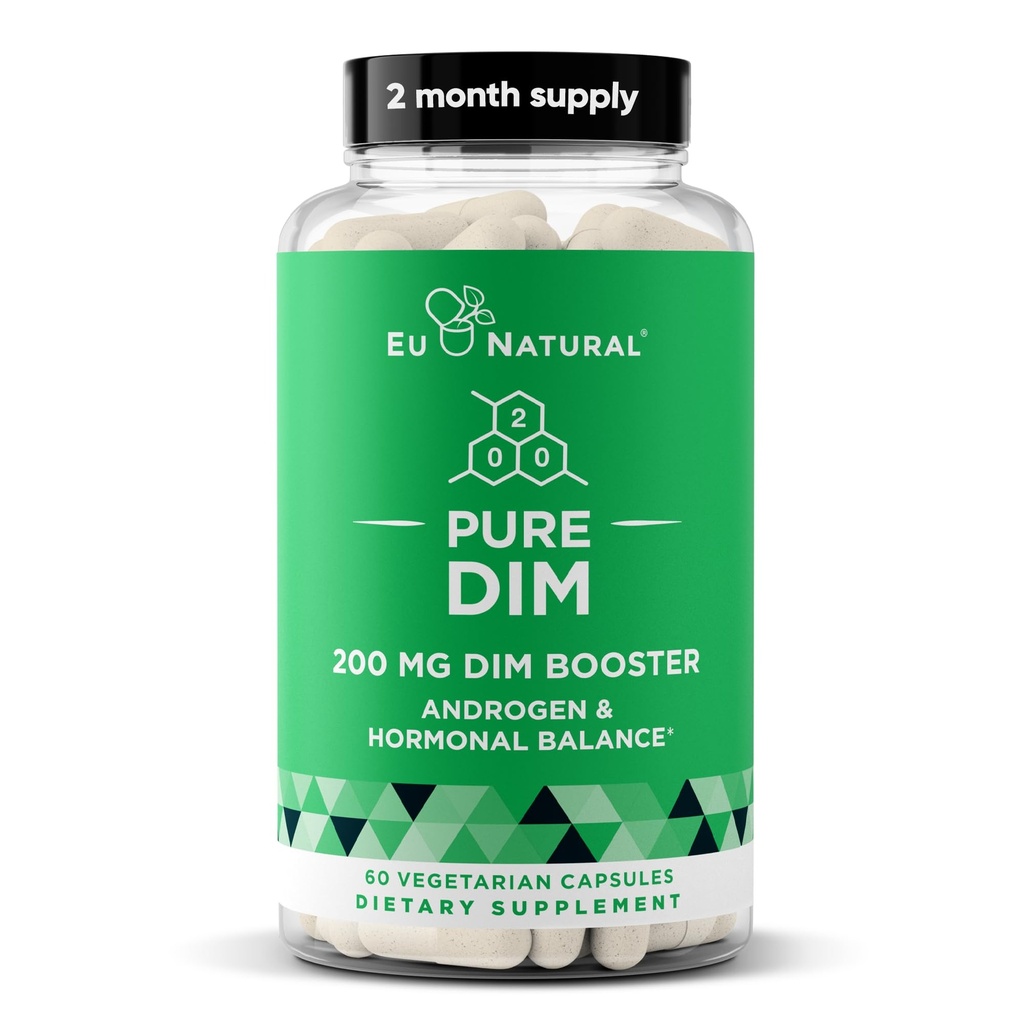 Suplement DIM Pure 200 Mg dla kobiet lub mężczyzn - Estrogen Hormon Równowaga Suplement dla Energii, Zmęczenie, Stres, Menopauza, Gorące błyski - Wzmocniona Biodostępność BioPerine - 60 Kapsułki Vegan Soft