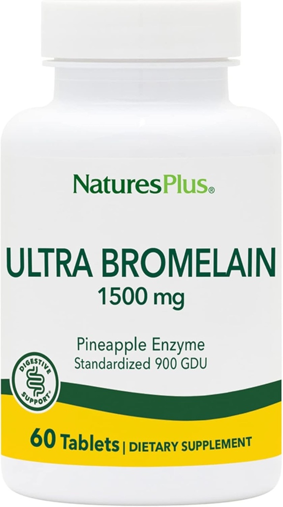 Nature Plus Ultra Bromelain - 60 Tablets - 1500 mg ananasa Bromelain - Supports Digestive Health, Joint Support & More - 60 Servings