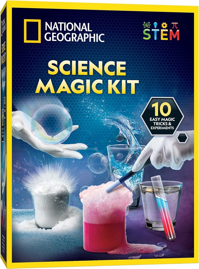 National Geographic Magic Chemia Zestaw - Zestaw naukowy dla dzieci z 10 niesamowite sztuczki magiczne, STEM Projekty i eksperymenty naukowe, Zabawki naukowe, Wielki prezent dla chłopców i dziewcząt 8- 12