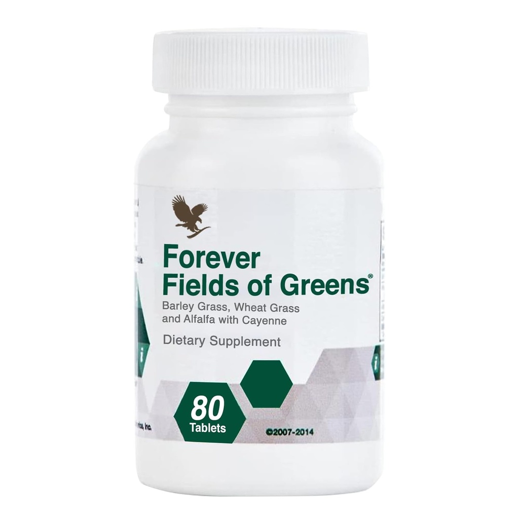 Forever Living - Pola zieleni, Green Superfood Supplement with Barley Grass, Wheat Grass, and Alfalfa to Cleansing and Alkalising, 80 Tablets