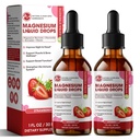 M cala Magnezu Glicynian Płyn, Wysoka Absorpcja Magnezu Płyn Krople z Celulozy Fiber, Bromelain, Witamina B6, C, D, Cynk, Magnezu Suplement dla dzieci i dorosłych, Strawberry Flavor, 2 Pack