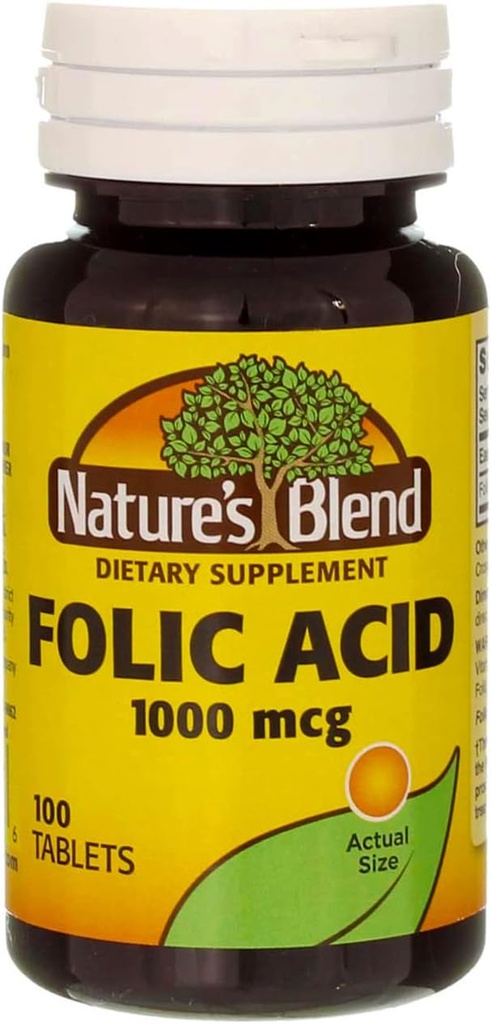Mieszanina kwasu foliowego przyroda 1000mcg tabletki 100 liczenie (4 opakowania)