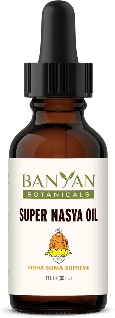 Banyan Botanicals Super Nasya Oil - Herbal Nasal Oil Drops z Rose & Sandalwood - łagodzi nosowe przejścia i wspomaga zdrowe oddychanie * - 1 oz - Non-GMO, Chemical Free, okrucieństwo Free