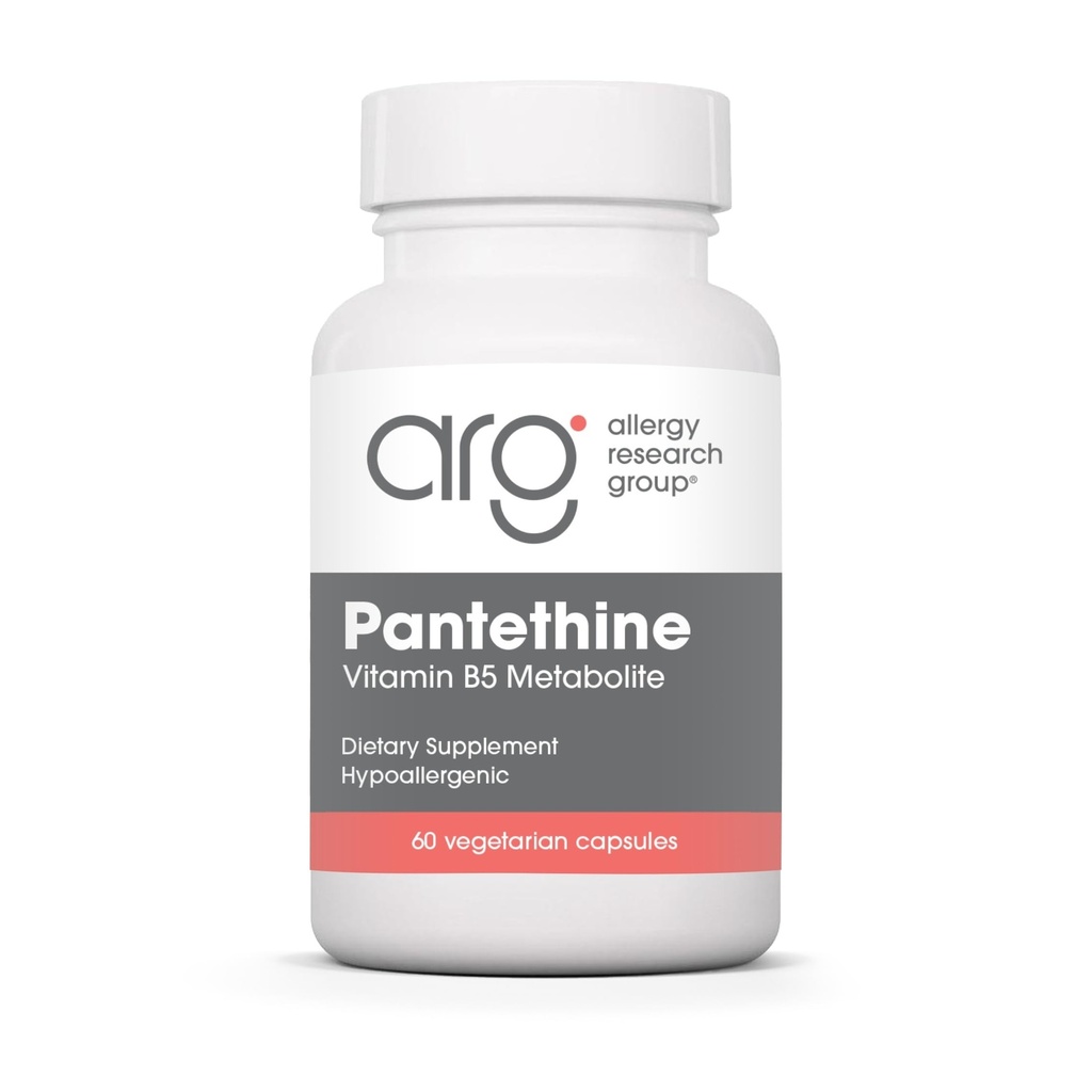 Alergia Grupa Badawcza Suplement Pantetyny - Witamina B5, Kwas pantotenowy, Wsparcie metabolizmu, Wsparcie dla wątroby, Suplement sercowo-naczyniowy, Koenzym A, 660mg Kapsułki wegetariańskie - 60