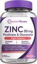 Przepisy lekarza Cynk 50mg, Wysoko wchłaniany Pikolinian cynku i glukonian, Wspiera naturalną obronę immunologiczną, DNA i formowanie białka, Wzrost komórek, Non-GMO, 240 Kapsułki wegetariańskie