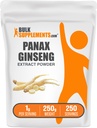 BulkSupplements.com Ginseng Root Extract Powder - Panax Ginseng Supplement, Herbal Supplement - Vegan & Gluten Free, 1g per Serving, 250g (8.8 oz) (Opakowanie po 1)