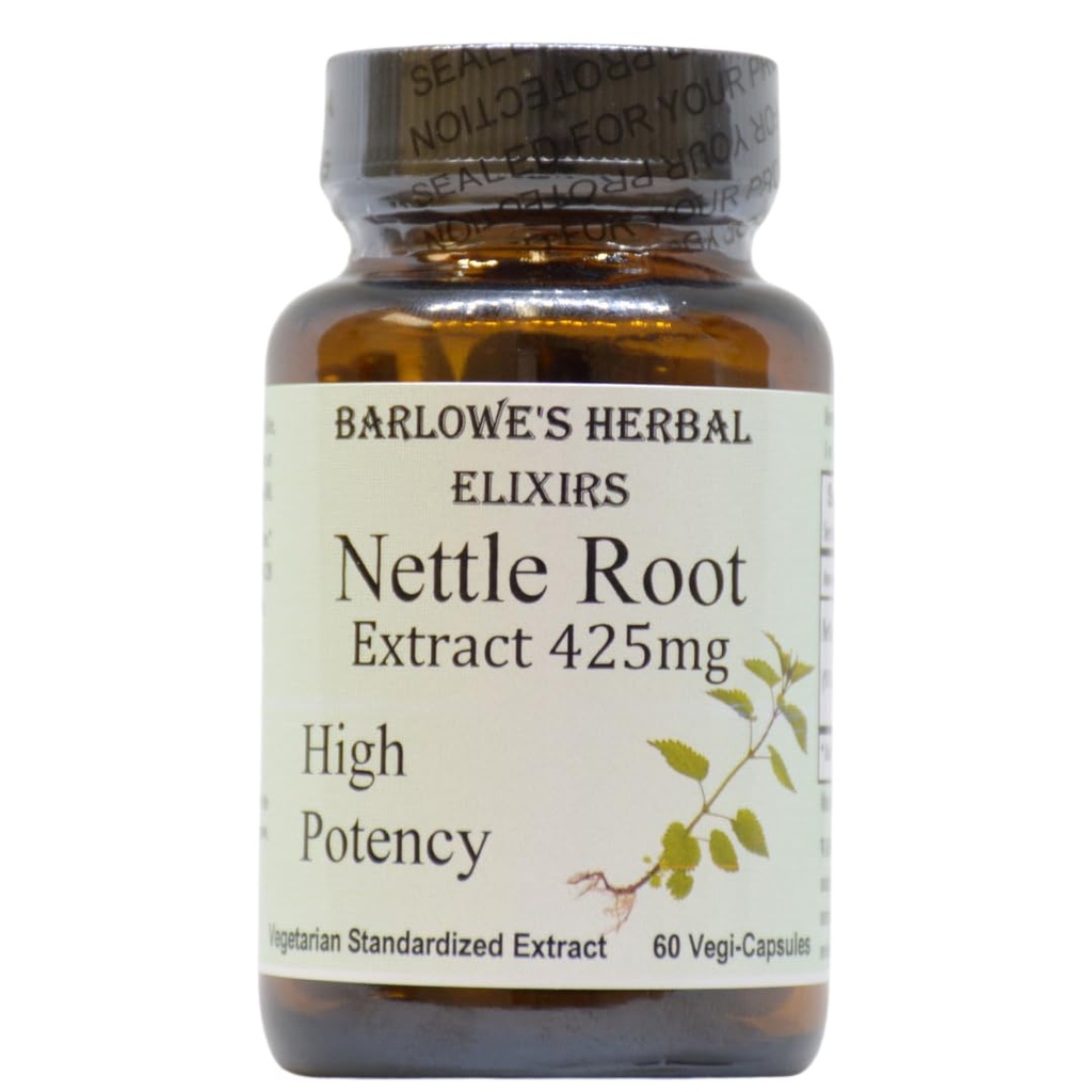 Ekstrakt Herbal Elixirs Nettle Root 124; Urtica Dioica z 95% 3,4-Divanillytetrahydrofuran 124; 425mg Per Capsule 124; 60 Vegan Capsules 124; Stearate- free 124; Butelki szklane