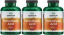 Swanson Pantothenic Acid (Witamina B- 5) Energy Metabolizm Nerve Function Support 500 mg 250 Kapsułek (3 opakowania)