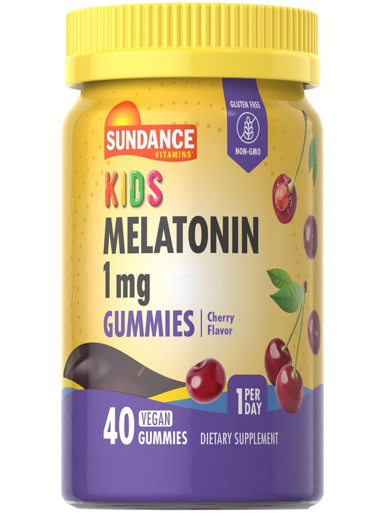 Sundance Kid 's Melatonin Gummies 1 mg 124; 40 Hrabia 124; Cherry Flavor Birmingham 124; Vegan, Non-GMO i gluten suplement wolny