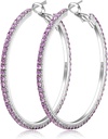 925 Kolczyki Sterling Srebrne Duże kolczyki Rhinestone Hoop Kolczyki duże sześcienne kolczyki Zirconia Hoop cienkie kolczyki Rhinestone okrągłe kolczyki dla kobiet 20 / 30 / 40 / 50 / 60 / 70mm Błyszczące obręcze z kryształy dla kobiet