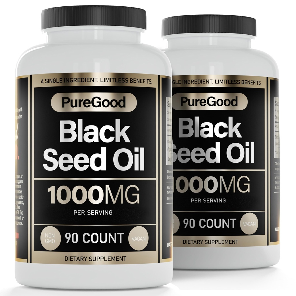 2 Pack - Black Seed Oil Capsules, 500 Mg, Cold Pressed High Potency Digestive Aid, 90 Count 100% Non GMO Pure Black Cmin Seed Oil kapsułki
