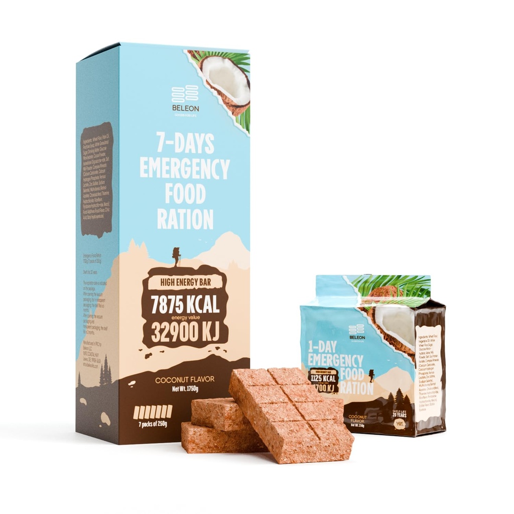 MRE Emergency Food Supply - 7- dni Biscuit Kokosowy Bary MRE Posiłki Wojskowe 2024 Survival Kit - 20 Years Shelf Life Camping Turyng Supplies