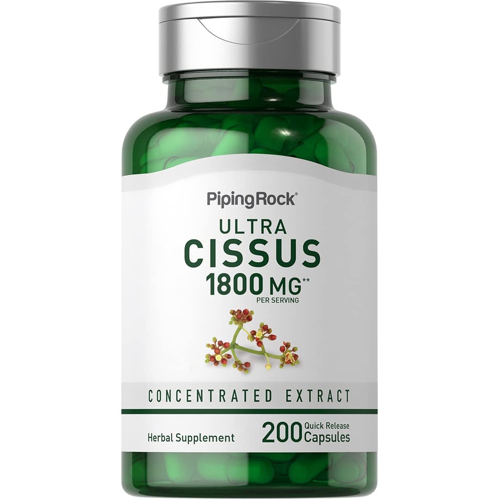 Piping Rock Cissus Quadrangularis Suplement 1800mg 124; 200 Kapsułki 124; Ultra skoncentrowany wyciąg ziołowy 124; Non-GMO, Gluten Free
