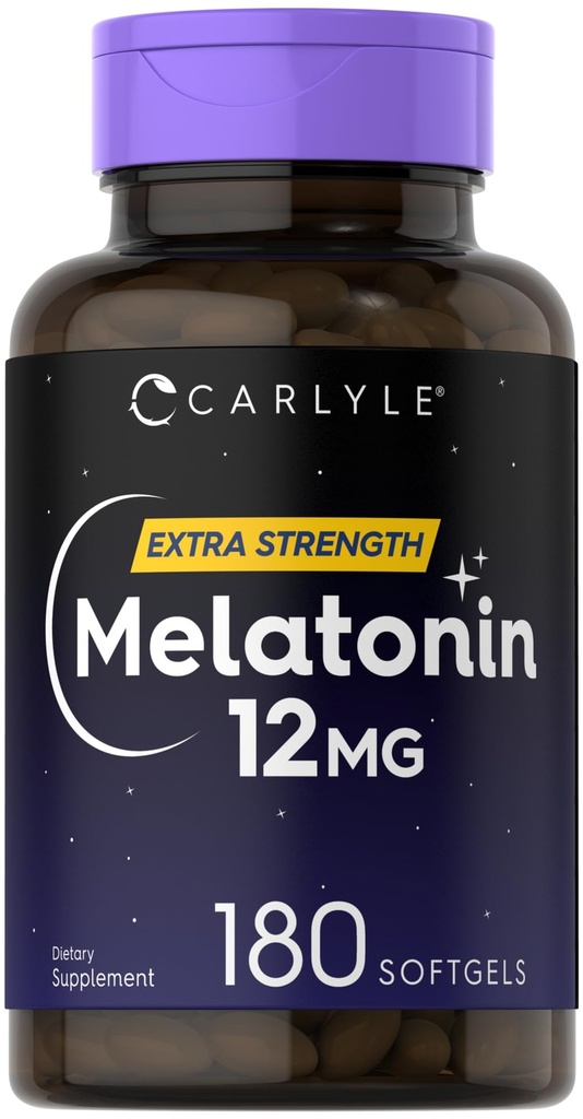 Carlyle Melatonin 12 mg co 12 godzin; 180 Softgel kapsułki co 12 godzin; Dorosłe dodatkowe wsparcie siłowe