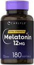 Carlyle Melatonin 12 mg co 12 godzin; 180 Softgel kapsułki co 12 godzin; Dorosłe dodatkowe wsparcie siłowe