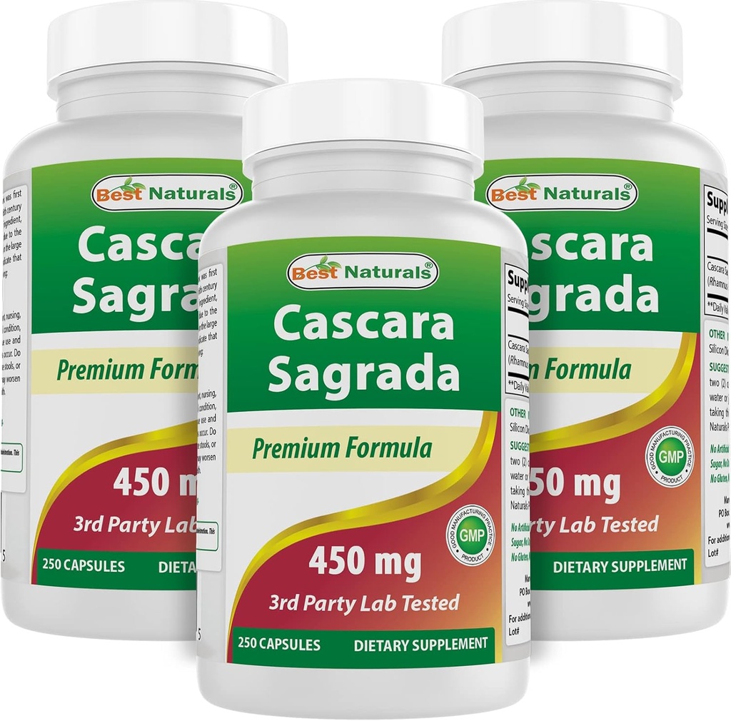 Najlepsi Naturals Cascara Sagrada 450 mg 250 kapsułek (250 licz (opakowanie po 3))