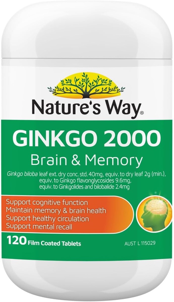Nature 's Way Ginkgo Biloba 2000MG 100 + 20 tabletek