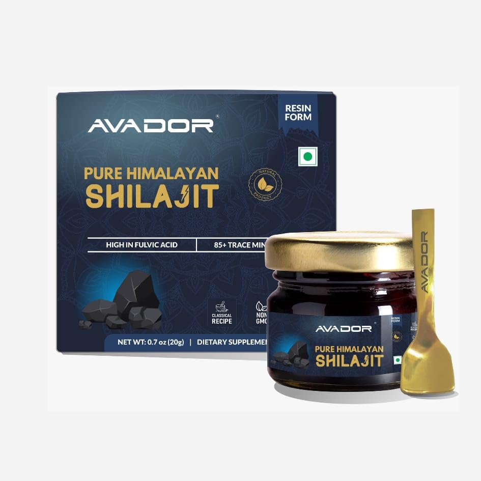 AVADOR 20 Grams Himalayan Shilajit Resin 20gm XI124; 0,7oz z 85 + Ślad minerałów XI124; wysoki kwas Fulvic (zawiera darmową łyżkę)