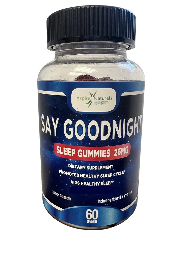Powiedz dobranoc Melatonina Gummies - Melatonina 2 mg, Passionflower, Może promować zdrowy cykl snu, Non-Habit Forming, Naturalne składniki, Może pomóc uspokoić i zrelaksować ciało, 60 Gummies