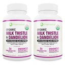 Max Absorpcja USDA Organic Milk Thistle Potent 5: 1 Concentrated Extract (2000mg Strength) & Organic Dandelion Root Aboot 124; Silimarin Antioksydant Flavonoid 124; Licznik (Pack of 2)